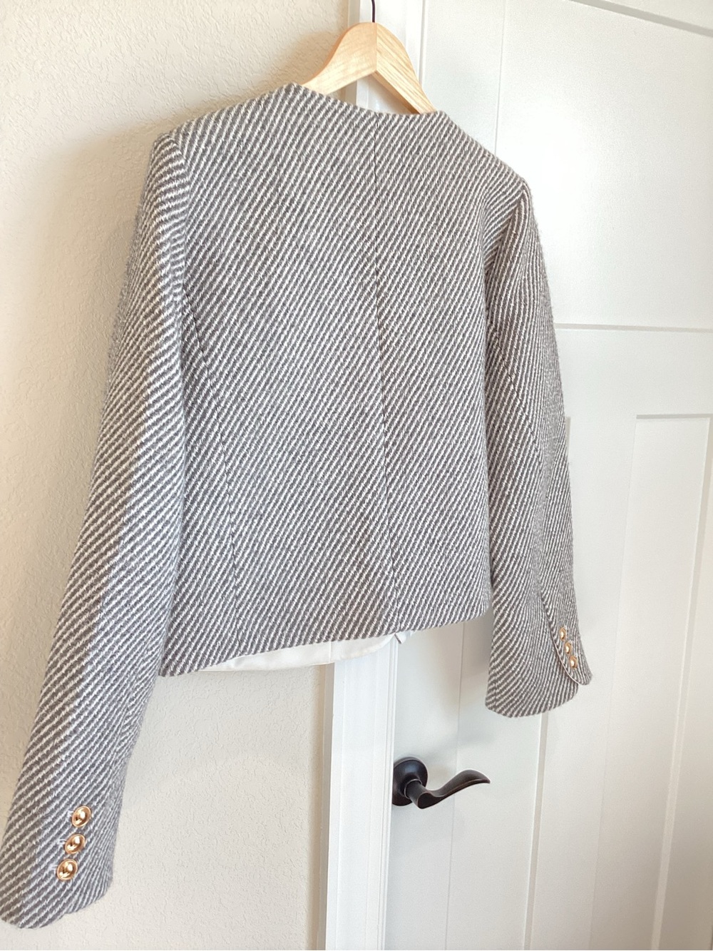 Anthropologie Boxy Wool Blend Lady Jacket Blazer Maeve New Large Stripe - Picture 11 of 15